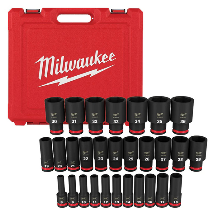 Milwaukee Tools 29Pc 1/2" Metric Deep 6 Pt. Socket Set