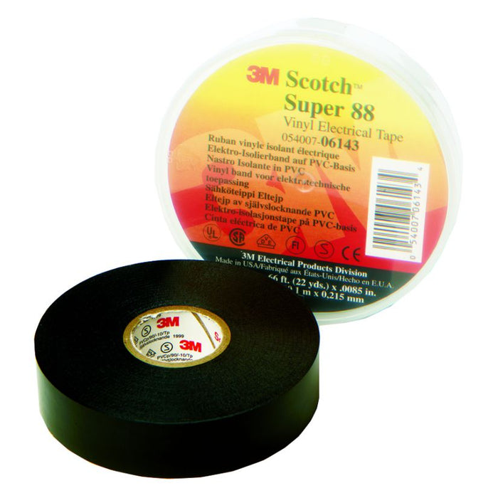 Scotch Super 88 Vinyl Electrical Tape, 6143-BA-10, 3/4 inx66 ftx0.0085 in