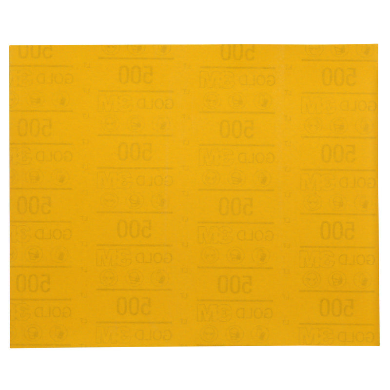 3M Products Gold Abrasive Sheet 12538, 500, 9 in x 11 in, 50 Sheets/Pack, 5 Packs/Case