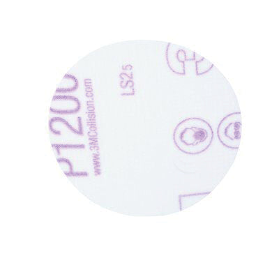 3M 0908 260L Series Abrasive Disc, 3 in Diameter, P1200 Grit, White, Hook-it Hook and Loop