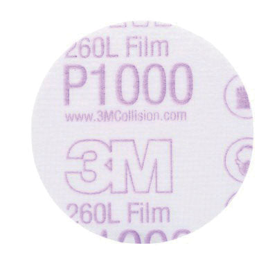 3M 0909 260L Series Abrasive Disc, 3 in Diameter, P1000 Grit, White, Hook-it Hook and Loop