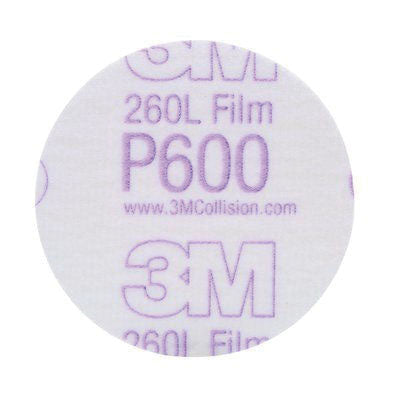 Hookit 3 in P600 Abrasive Disc, Polyester Film Backing, White