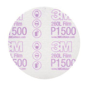 3M Products 00951 260L Series Abrasive Disc, 5 in Dia, P1500 Grit, Hook and Loop, White
