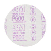 3M Products 00955 260L Series Abrasive Disc, 5 in Dia, P600 Grit, Hook and Loop, White