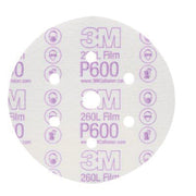 3M Products 01071 260L Series Dust Free Abrasive Disc, 6 in Dia, P600 Grit, Hook and Loop, White — view 2