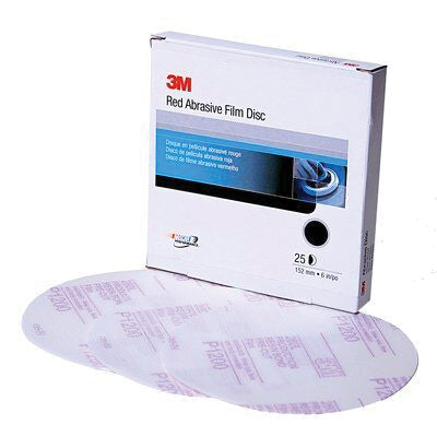 3M Products 01185 260L Series Abrasive Disc, 6 in Dia, P1200 Grit, Hook and Loop, Red/White