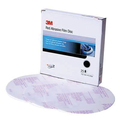 3M Products 01186 260L Series Abrasive Disc, 6 in Dia, P1000 Grit, Hook and Loop, Red/White