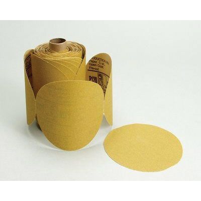 3M 55541 236U Series Abrasive Disc Roll, 5 in Dia, P100 Grit, PSA, Gold