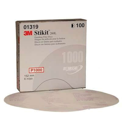 3M Products 01319 260L Series Abrasive Disc, 6 in Dia, P1000 Grit, PSA, White — view 2