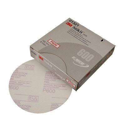 Stikit 6 in P600 Abrasive Disc, PSA Backing, White