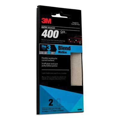 3088 Performance Soft Sanding Sponge, 400 Grit, White, 2-3/4" x 5-1/2"