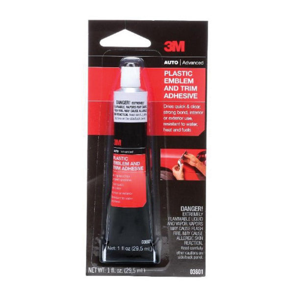 1‑Component Plastic Emblem and Trim Adhesive – Clear, 1 oz Tube, Part 3601