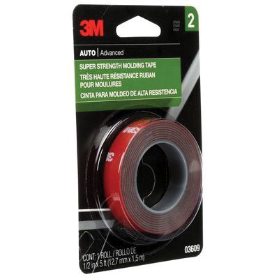 3M Products 03609 Double Sided Super Strength Molding Tape, 5 ft x 1/2 in, 1.54 mm THK, Red — view 3