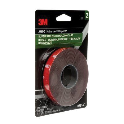 3M Products 03614 Double Sided Super Strength Molding Tape, 15 ft x 1/2 in, 1.54 mm THK, Black — view 3