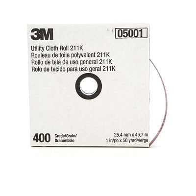 3M Products 05001 211K Series Utility Cloth Roll, 1 in W x 50 yd L, 400 Grit, Super Fine Grade, Alum