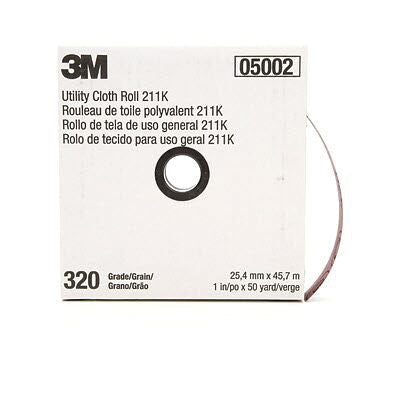 3M Products 05002 211K Series Utility Cloth Roll, 1 in W x 50 yd L, 320 Grit, Extra Fine Grade, Alum