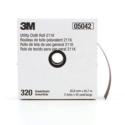 3M Products 05028 211K Series Utility Cloth Roll, 1-1/2 in W x 50 yd L, 120 Grit, Fine Grade, Alumin