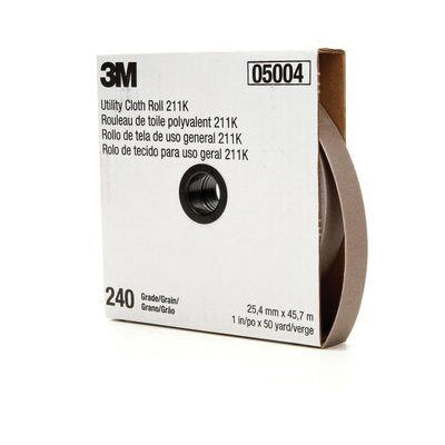 3M Products 05024 211K Series Utility Cloth Roll, 1-1/2 in W x 50 yd L, 240 Grit, Very Fine Grade, A