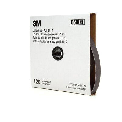 3M Products 05008 211K Series Utility Cloth Roll, 1 in W x 50 yd L, 120 Grit, Fine Grade, Aluminum O