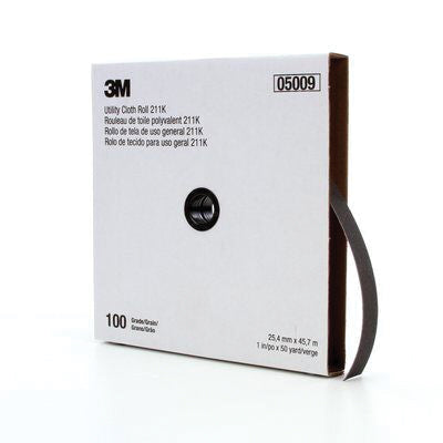 3M Products 05009 211K Series Utility Cloth Roll, 1 in W x 50 yd L, 100 Grit, Fine Grade, Aluminum O