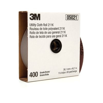 3M Products 05021 211K Series Utility Cloth Roll, 1-1/2 in W x 50 yd L, 400 Grit, Super Fine Grade,