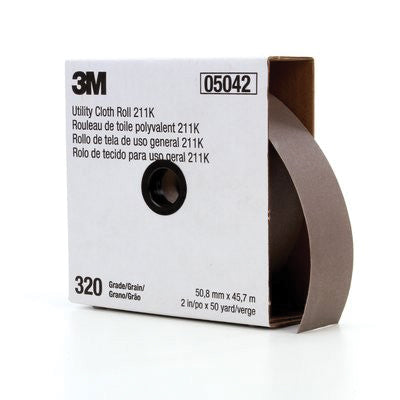 3M Products 05022 211K Series Utility Cloth Roll, 1-1/2 in W x 50 yd L, 320 Grit, Extra Fine Grade,