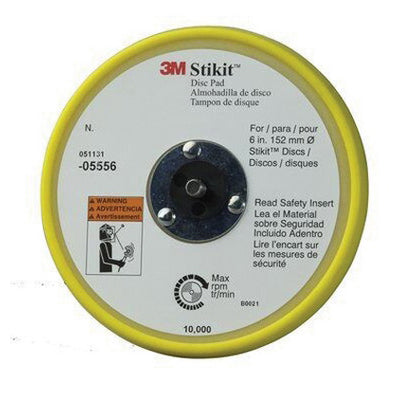 3M Products 05556 Low Profile Disc Pad, 6 in Dia, 5/16 in - 24 TPI Arbor, PSA Attachment — Yellow