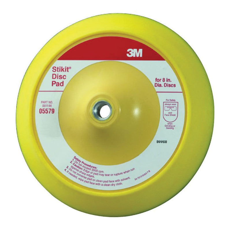3M Products 05579 Back-Up Pad, 8 in Dia, 5/8 in - 11 TPI Arbor, PSA Attachment — Yellow