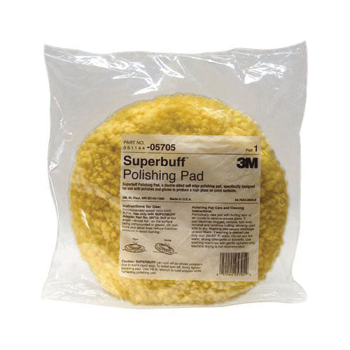 3M Products 05705 Double-Sided Polishing Pad, 9 in Dia, Screw-On Attachment, Wool Pad, Yellow — view 2