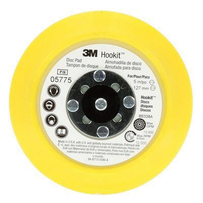 5775 Regular Disc Pad 5 in Hook-and-Loop Yellow Foam