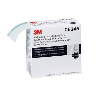 06345 Perforated Trim Masking Tape, 10.94 yd x 2 in, 0.12 mm THK, 5 mm Hard Band Width,