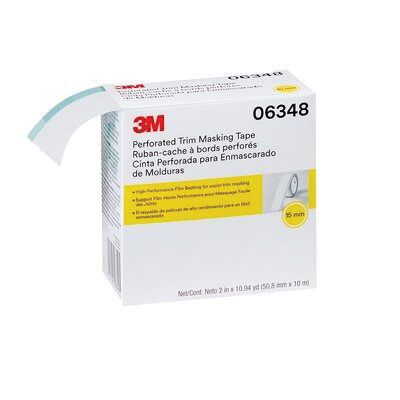 3M 06348 Perforated Trim Masking Tape, 10.94 yd x 2 in, 0.12 mm THK, 15 mm Hard Band Width, Blue