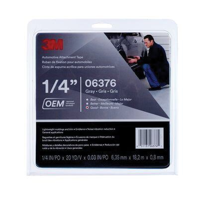 6376 Automotive Attachment Tape 20 yd x 1/4 in 0.76 mm Gray