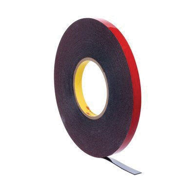 3M Products 06386 Acrylic Plus Series Automotive Attachment Tape, 20 yd x 1/4 in, 1.12 mm THK, Black