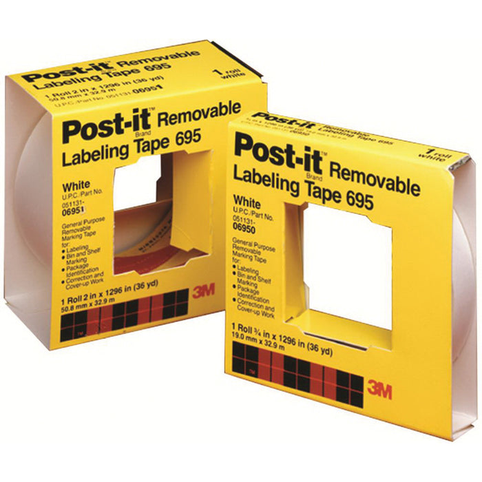 3M Products 06951 695 Series Labeling Tape, 36 yd x 2 in, White