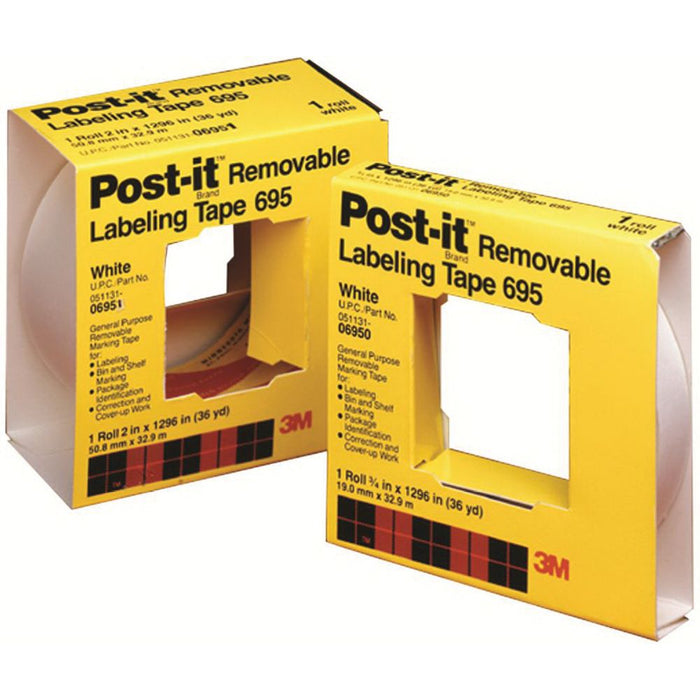 3M 06951 695 Series Labeling Tape, 36 yd x 2 in, White