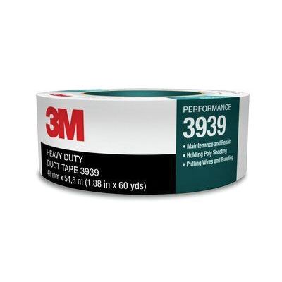 3M 06975 3939 Series Heavy Duty Duct Tape, 54.8 m x 48 mm, 9 mil THK, Silver