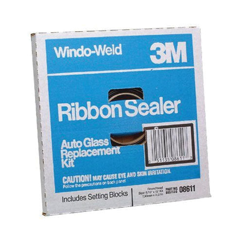 3M Products Windo-Weld 08612 Round Ribbon Sealer, 3/8 in x 15 ft Roll, Paste, Black