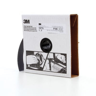 3M Products 19779 314D Series Utility Cloth Roll, 1 in W x 20 yd L, P180 Grit, Very Fine Grade, Alum