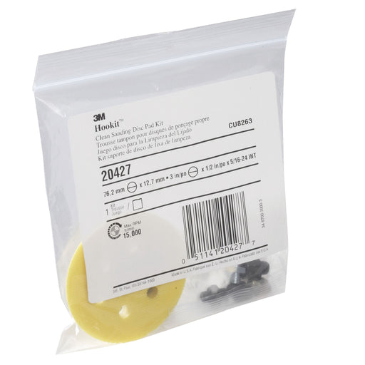 3M Products 20427 Clean Sanding Disc Pad Kit, 3 in Dia, 5/16-24 Internal Arbor/Shank, Foam, 6 Holes