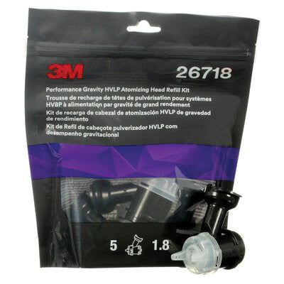 3M Products 26718 Atomizing Head Refill Kit, 1.8 mm Size, Clear, Use With: 3M 26832 HVLP Gravity Spr