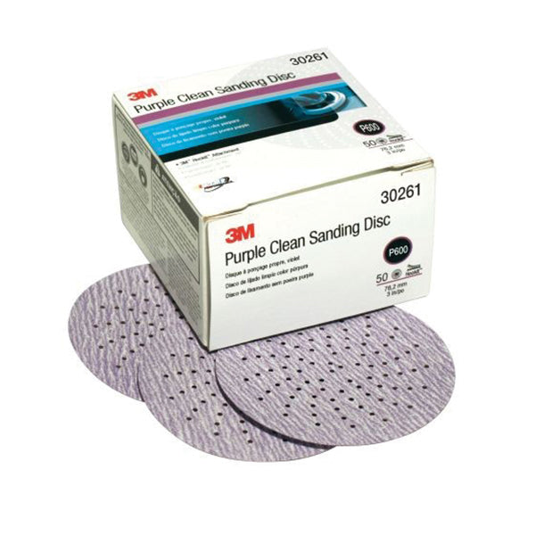 3M™ 30261 334U Series Multi-Hole Clean Sanding Abrasive Disc, 3 in Dia, P600 Grit, Hook and Loop, Purple