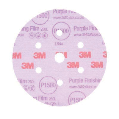 3M Products 30366 260L Series Abrasive Disc, 3 in Dia, P2000 Grit, Hook and Loop, Purple