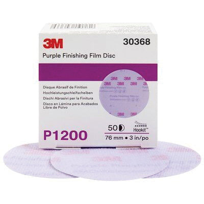 3M Products 30368 260L Series Abrasive Disc, 3 in Dia, P1200 Grit, Hook and Loop, Purple