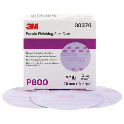 3M Products 30370 260L Series Abrasive Disc, 3 in Dia, P800 Grit, Hook and Loop, Purple