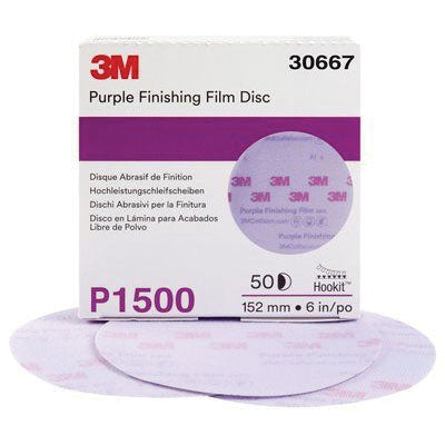 30667 Hookit 6 in P1500 Abrasive Disc, Purple, 260L Series, Hook and Loop