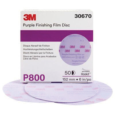 3M Products 30670 260L Series Abrasive Disc, 6 in Dia, P800 Grit, Hook and Loop, Purple