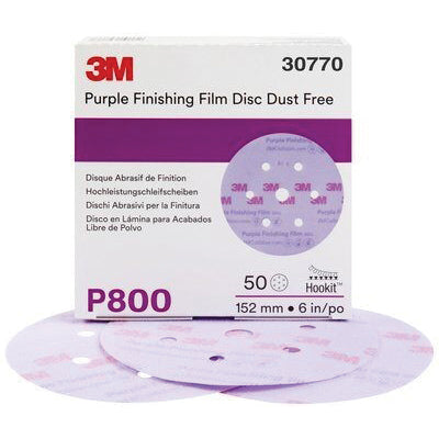 3M 30770 Dust Free Abrasive Disc 6 in P800 Grit Purple Hookit Hook and Loop