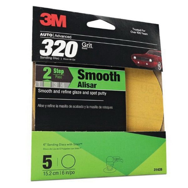 3M 31435 Abrasive Disc, 6 in Dia, 320 Grit, PSA, Gold — view 3