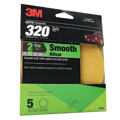 3M Products 31435 Abrasive Disc, 6 in Dia, 320 Grit, PSA, Gold — view 2